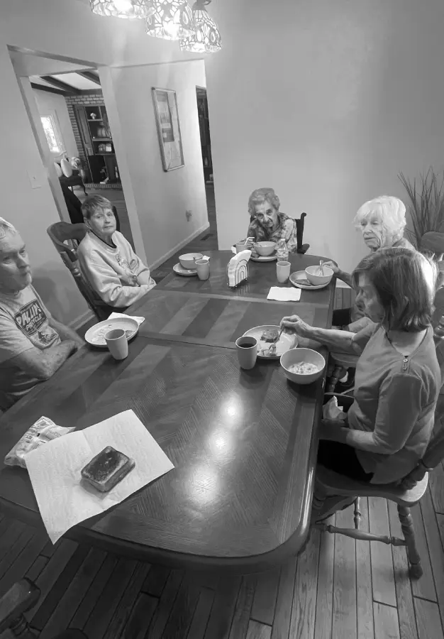 Residents enjoying meal together
